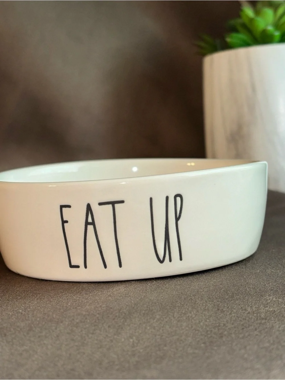 Rae Dunn cat dish Ceramic Bowl with 'EAT UP' Lettering new